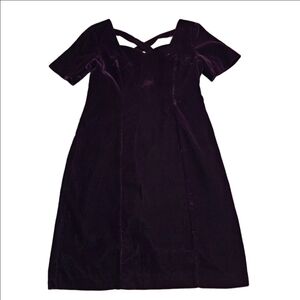 Jessica Howard Vintage Purple Holliday Velvet Dress Short Sleeves Made In USA